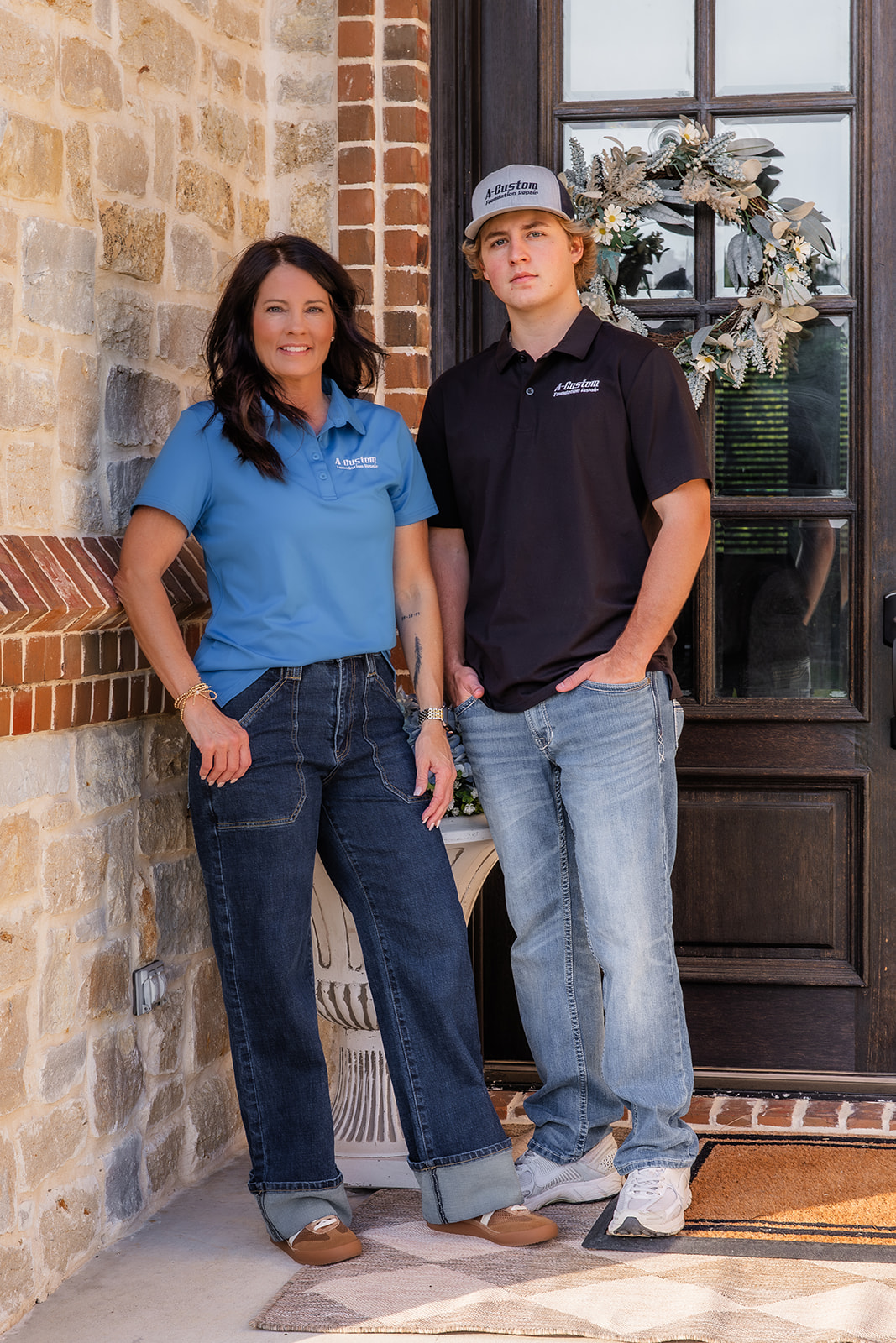 Two people at doorway