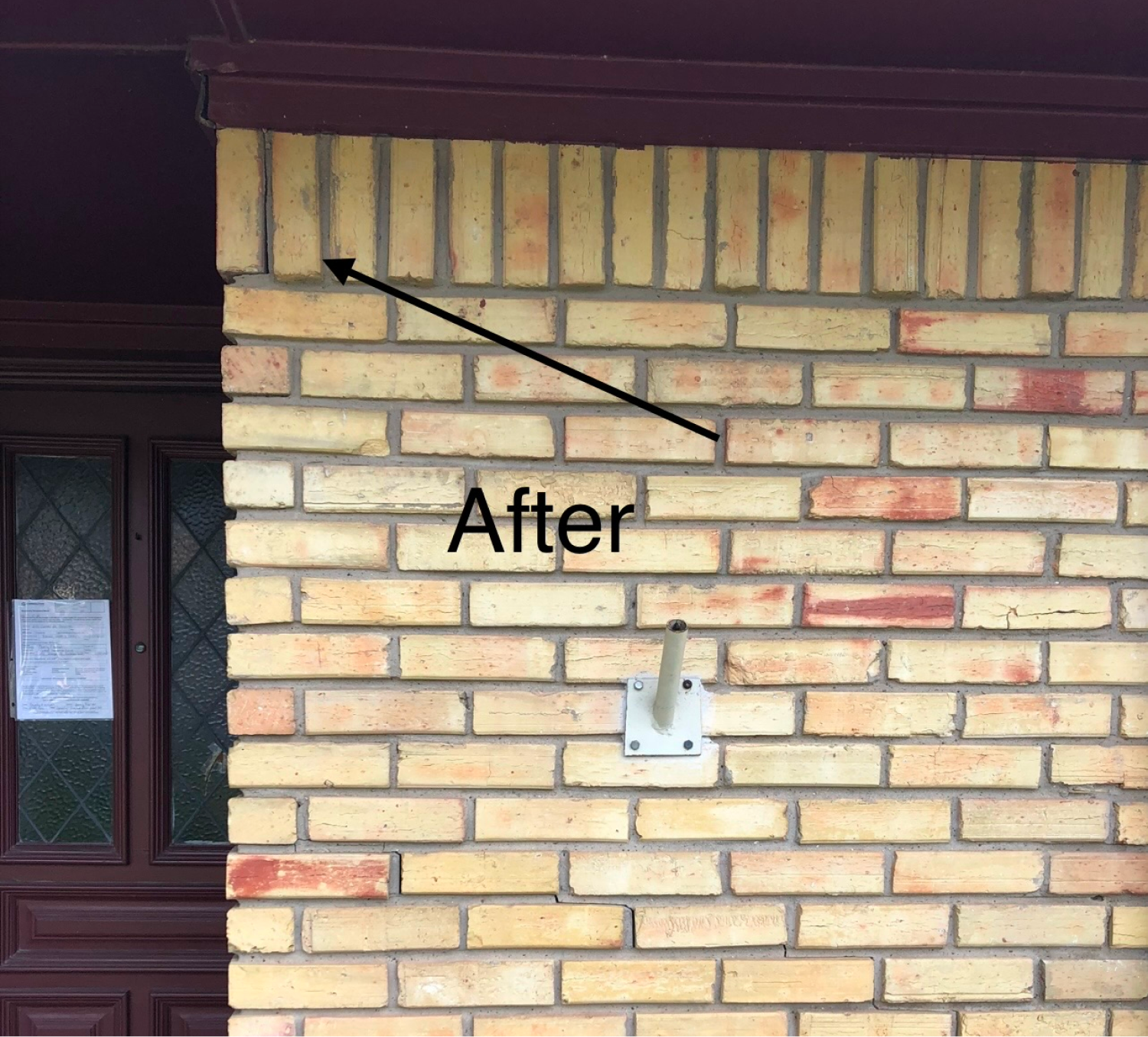 Cracking at a brick corner, after