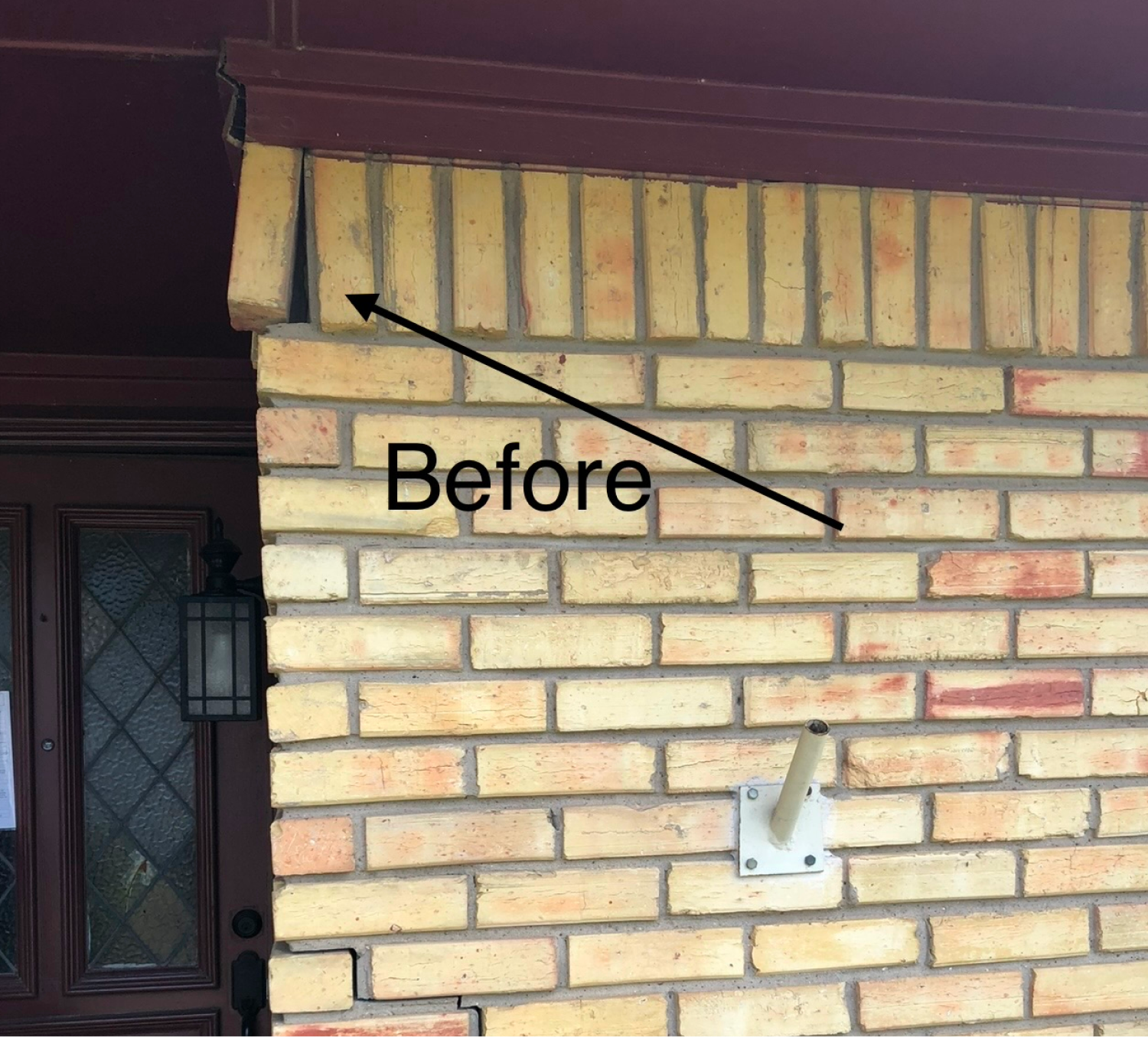 Cracking at a brick corner, before